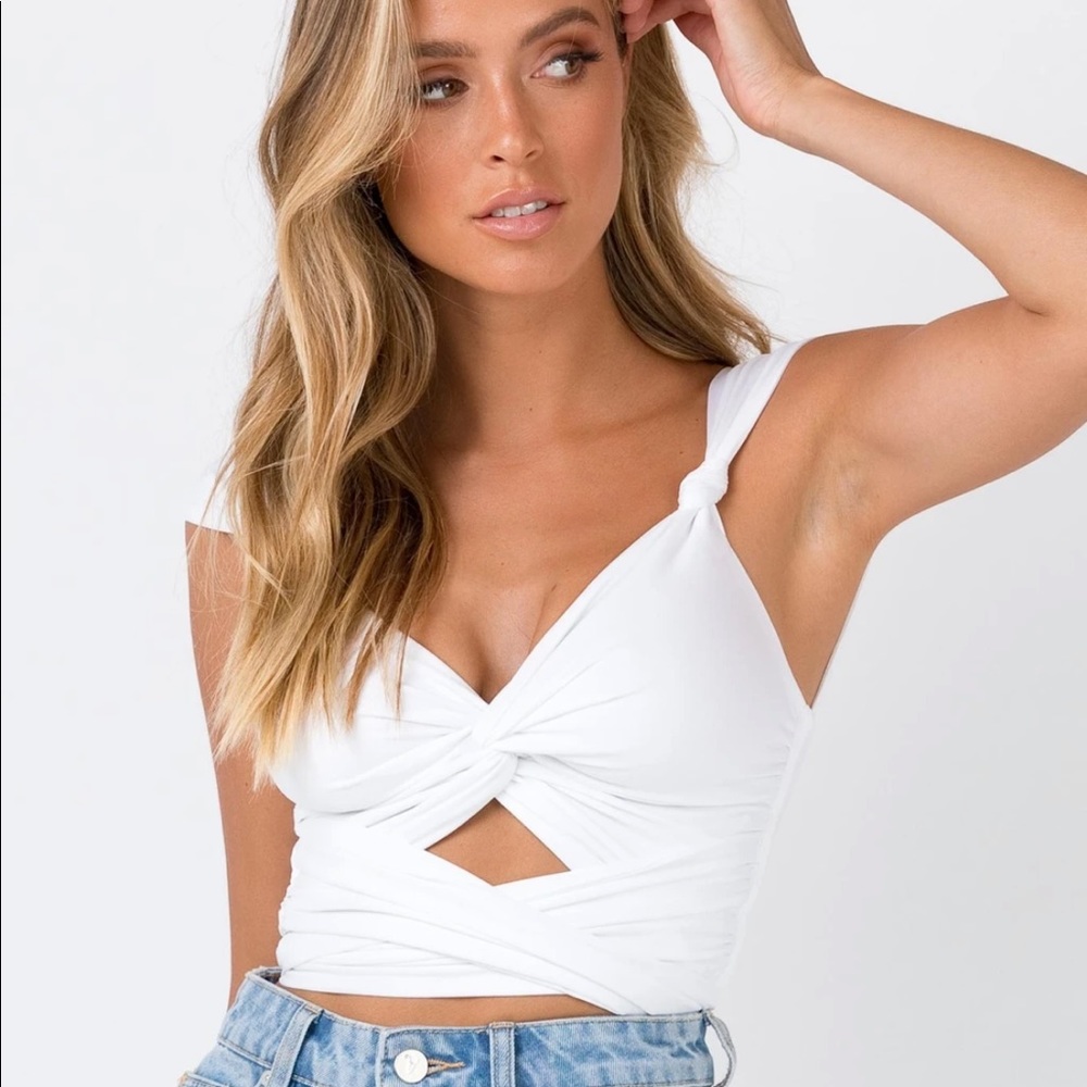 Princess polly tie up crop top white